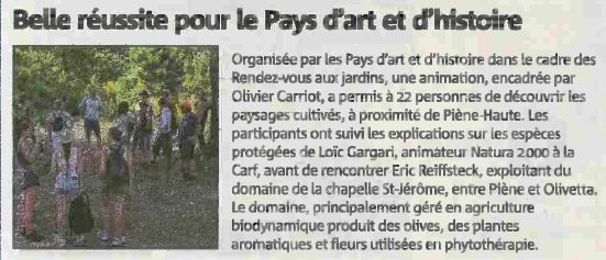 Article Nice-Matin 17 juin 2015